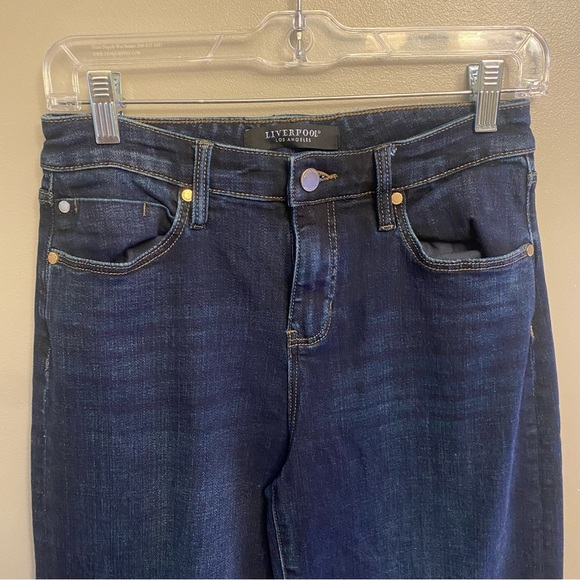 Liverpool Jeans Women's 2/26 Pamela Cropped Raw Hem Wide Leg Stretch Denim - Picture 2 of 12